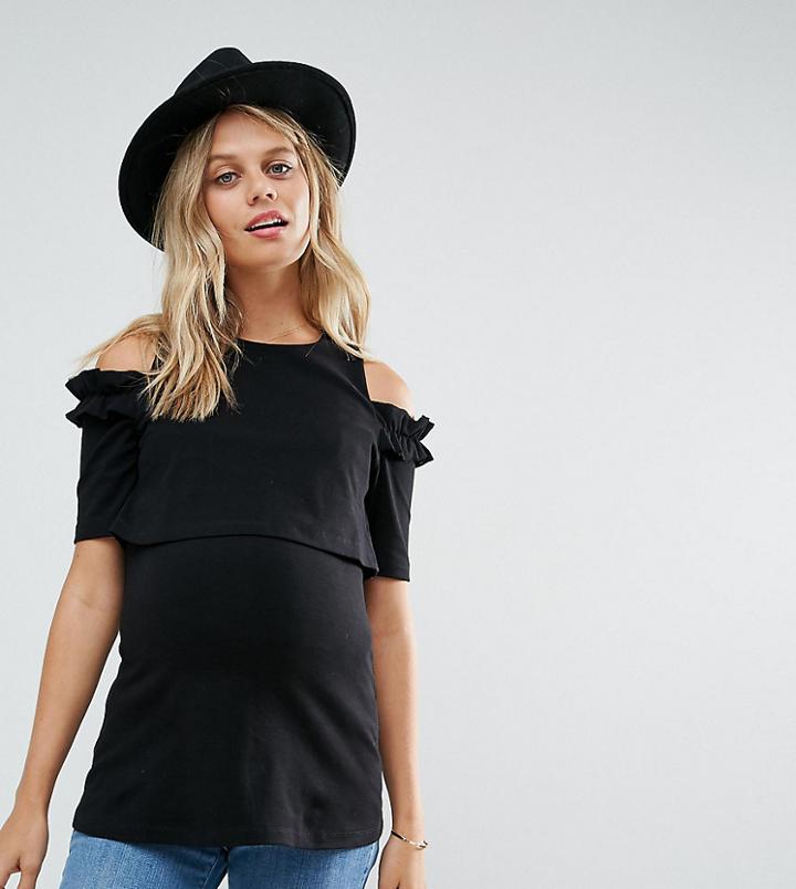 Asos Maternity Nursing Cold Shoulder Sweatshirt - Black