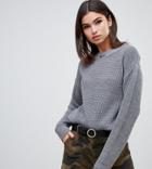 Boohoo Knitted Crew Neck Sweater In Gray - Gray
