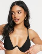 Free Society Mix And Match Lattice Textured Monowire Bikini Top In Black