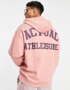 Asos Actual Oversized Hoodie With Logo Back Print In Rose Pink