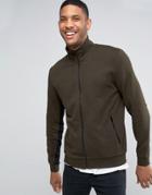 Asos Jersey Track Jacket In Khaki With Contrast Sleeve Panels - Blue