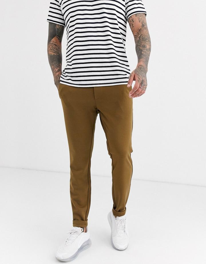 Only & Sons Slim Tapered Fit Pants In Dark Sand-tan