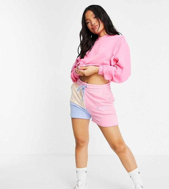 Missguided Petite Set Colorblock Shorts In Multi