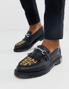 Dr Martens Adrian Bar Loafers In Leopard-black