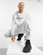 Asos Dark Future Set Oversized Sweatpants In Gray With Logo Print-grey