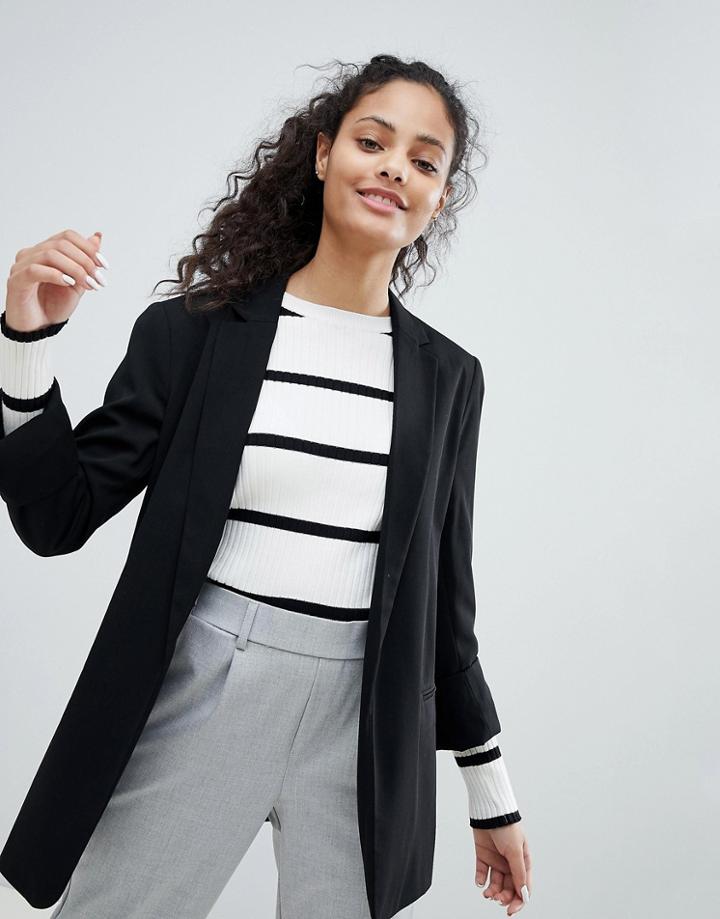 Bershka Longline Blazer - Black