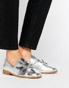 Asos Maximum Knotted Flat Shoes - Silver