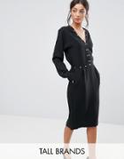 Y.a.s Tall Long Sleeve Dress With Hardwear Detail - Black