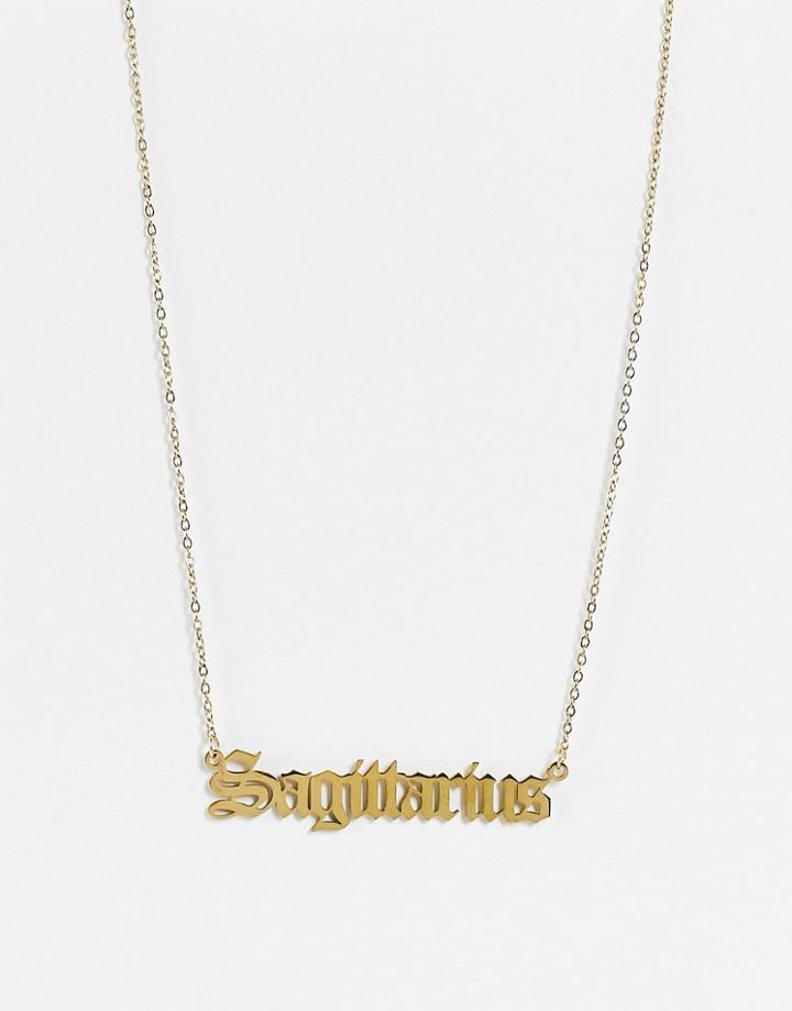 Designb London Sagittarius Starsign Necklace In Gold