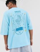 Asos Design Oversized T-shirt With Historical Back And Chest Print - Blue