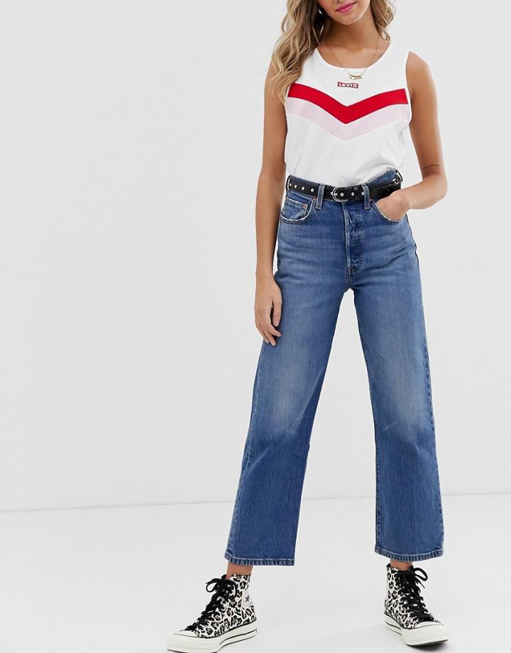 Levi's Ribcage Straight Leg Ankle Grazer Jeans In Blue