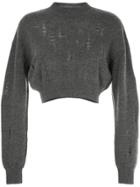 Noisy May Cropped Hoodie Sweater - Gray