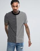 Asos Stripe T-shirt With Cut & Sew - Black