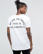 Asos Longline T-shirt With Tupac Rose Front And Back Lyric Print - White