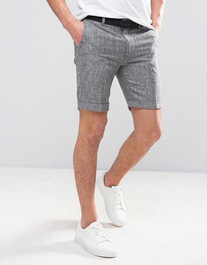 Bellfield Tailored Shorts With Belt - Gray