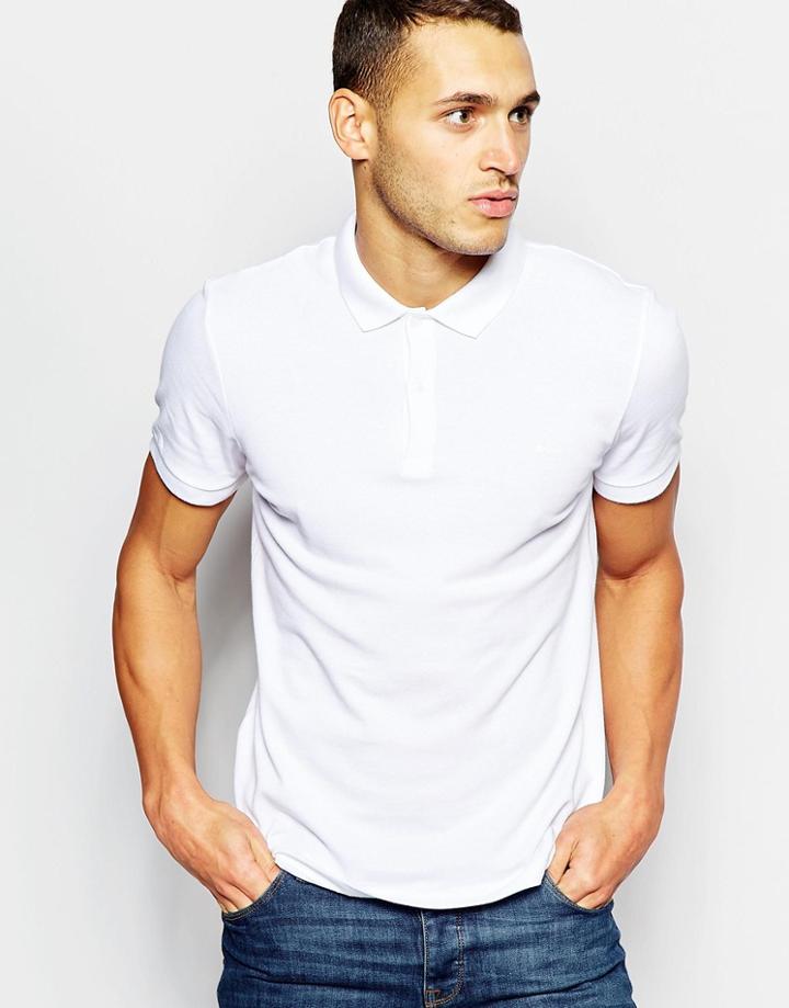 Dkny Polo Shirt Embroidered Chest Logo - White
