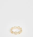 Asos Design Curve Ring In Curb Chain Design In Gold Tone