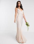 Asos Design Bridesmaid Washed Satin Cami Maxi Dress-neutral