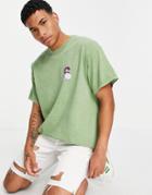 New Look Oversized Varsity Print T-shirt In Khaki-green