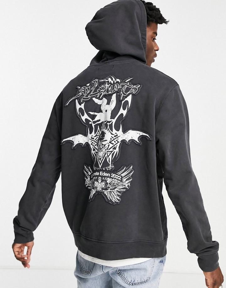 Allsaints Patched Overhead Hoodie In Black