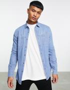 Asos Design Skinny Denim Shacket In Light Wash-blue