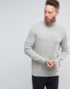Asos Roll Neck Sweater With Textured Stripes - Gray