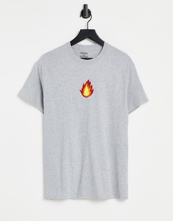 Heartbreak Flame Graphic T-shirt-grey