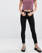 Monki Mocki Cropped Slim Mid Waist Jeans - Black