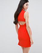 Lavish Alice Shift Dress With Cut Out Back - Orange