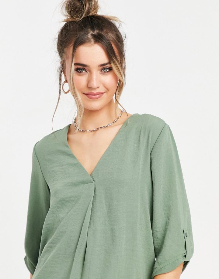 Jdy V Neck Blouse In Green