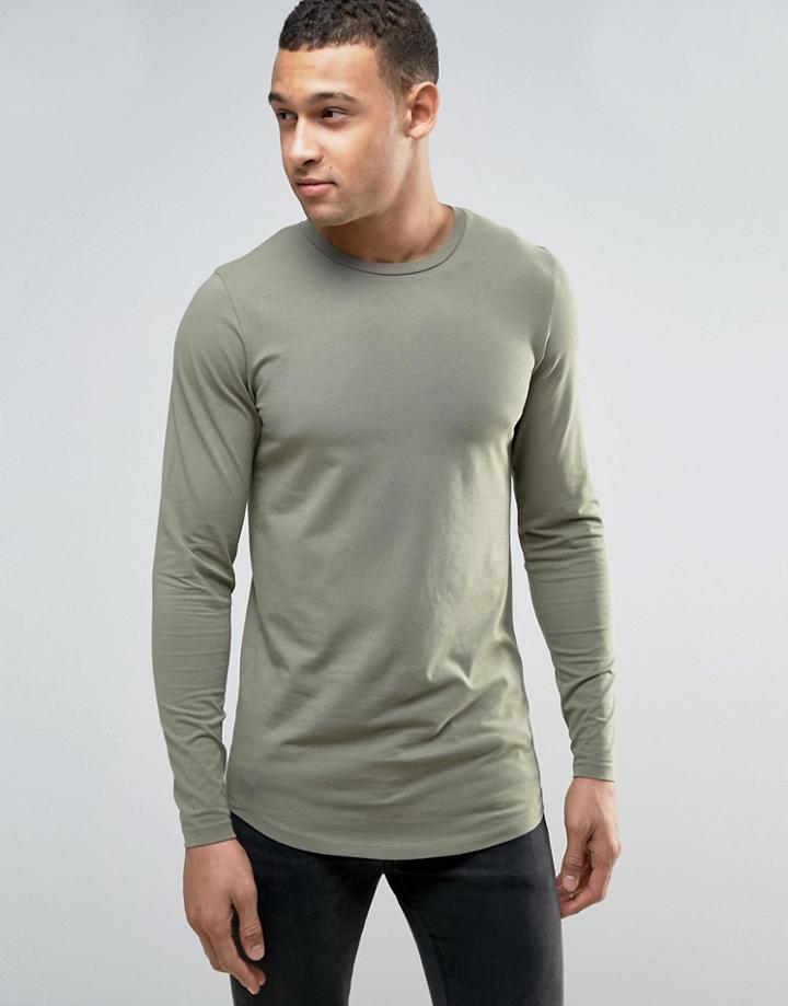 Jack & Jones Core Muscle Fit Long Sleeve T-shirt - Green