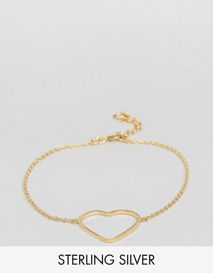 Asos Gold Plated Sterling Silver Open Heart Bracelet - Gold