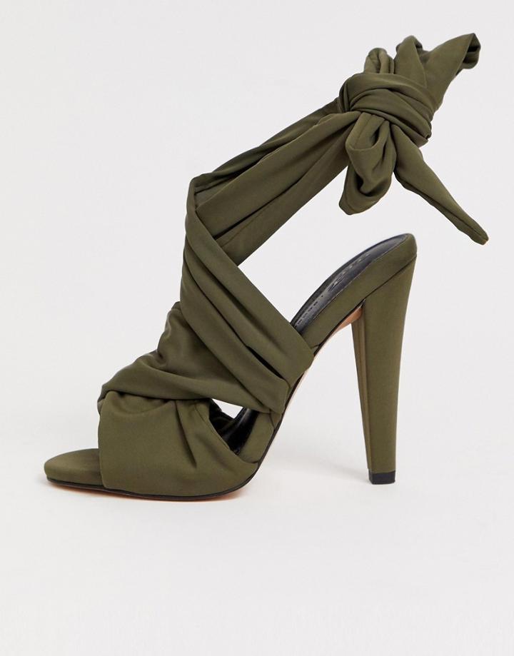 Asos Design Husky Block Heeled Sandals - Gray