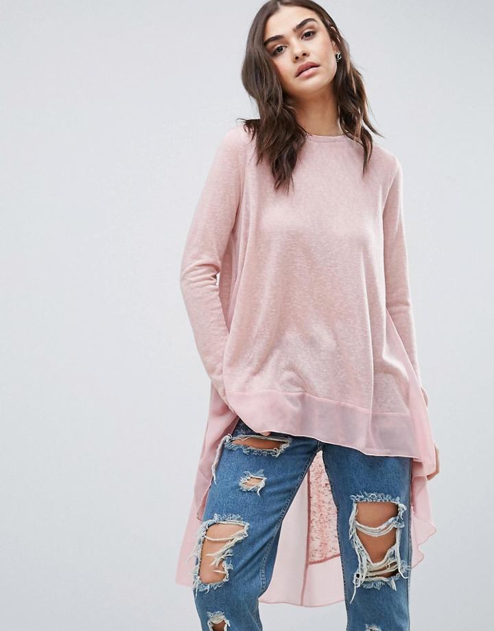 Qed London Frill Hem Top - Pink