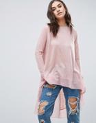 Qed London Frill Hem Top - Pink