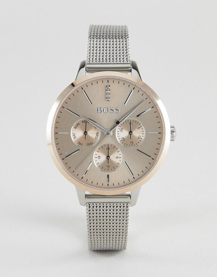 Boss By Hugo Boss 1502423 Symphony Chronograph Mesh Watch In Silver - Silver