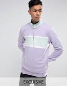 Puma Terry Half Zip Sweat In Purple Exclusive To Asos - Purple