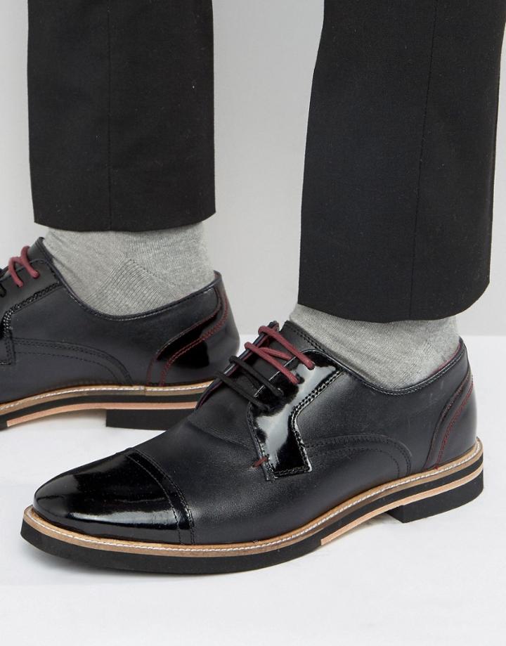 Ted Baker Braythe 2 Derby Shoes In Black Leather - Black