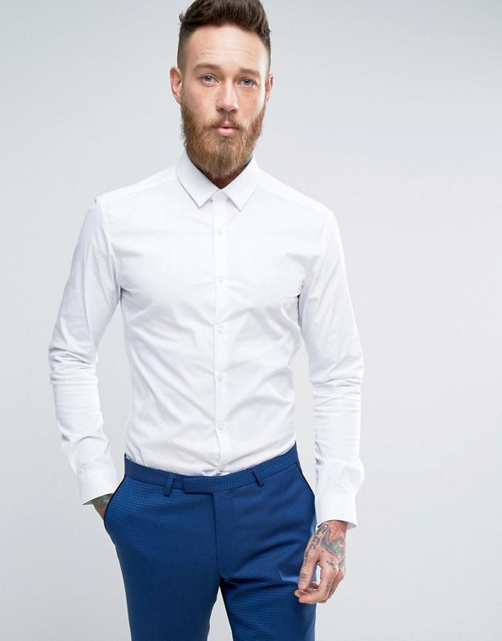 Noose & Monkey Super Skinny Smart Shirt - White