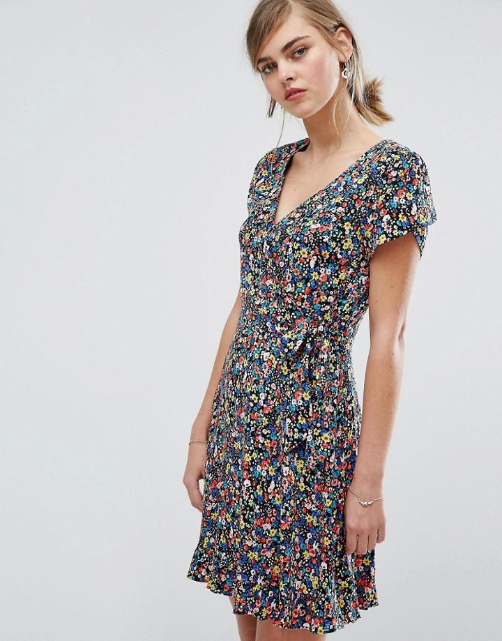 Oasis Ditsy Print Wrap Dress - Multi