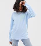 Reclaimed Vintage Inspired Long Sleeve T-shirt With Bright Logo Print-blue