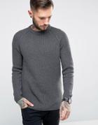 Only & Sons Ribbed Fishermans Knitted Sweater - Gray