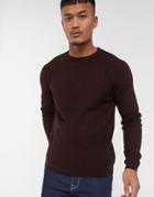 Asos Design Knitted Sweater With Basket Texture In Red