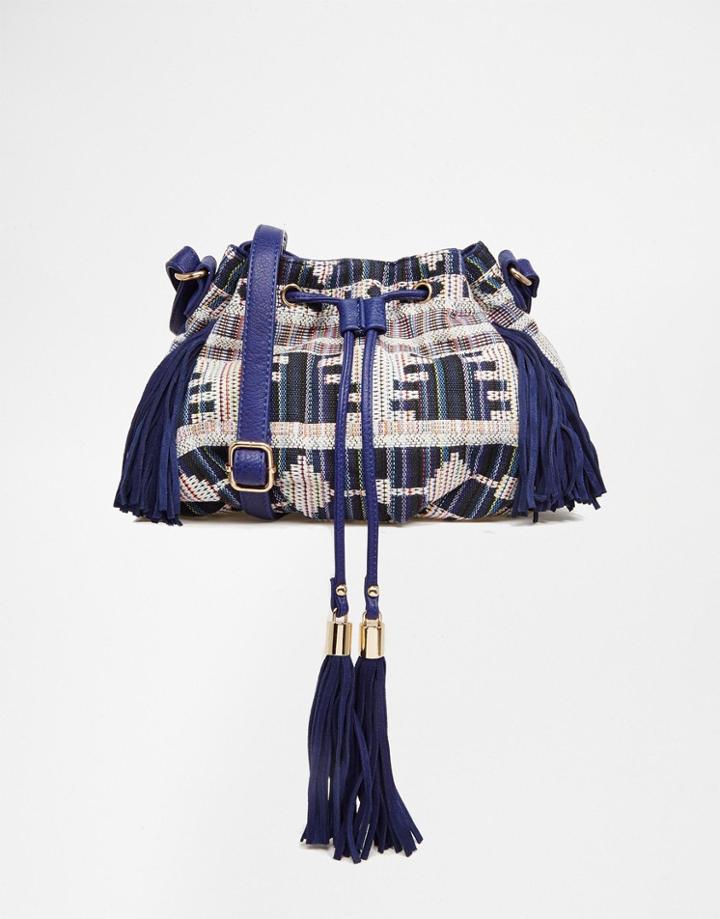 Street Level Printed Bucket Bag - Blue