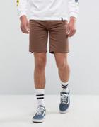 Pull & Bear Stretch Denim Shorts In Rust With Drawcord - Orange
