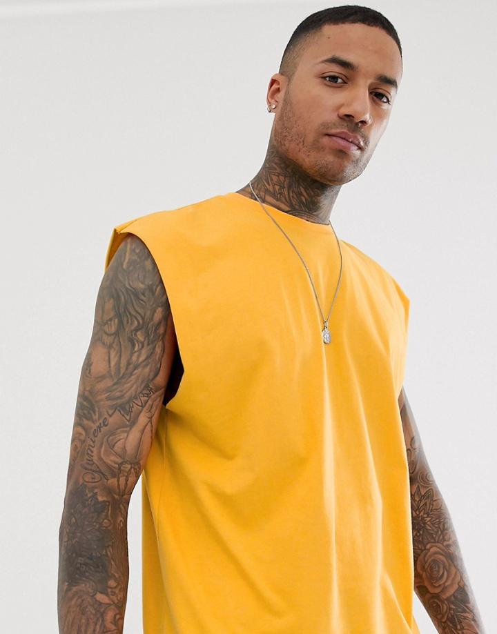 Asos Design Oversized Longline Tank In Yellow - Yellow