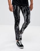 Granted Skinny Jeans In Black With Bleach And Raw Hem - Black