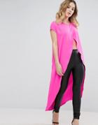 Twin Sister Longline Wrap Top - Pink