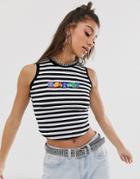 O Mighty Tank Top In Stripe With Embroidered Mixed Logo