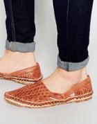 Base London Geo-tribal Leather Espadrilles - Tan